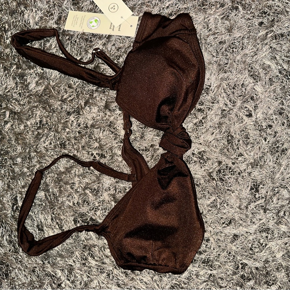 No Boundaries Dark Brown Bikini Top